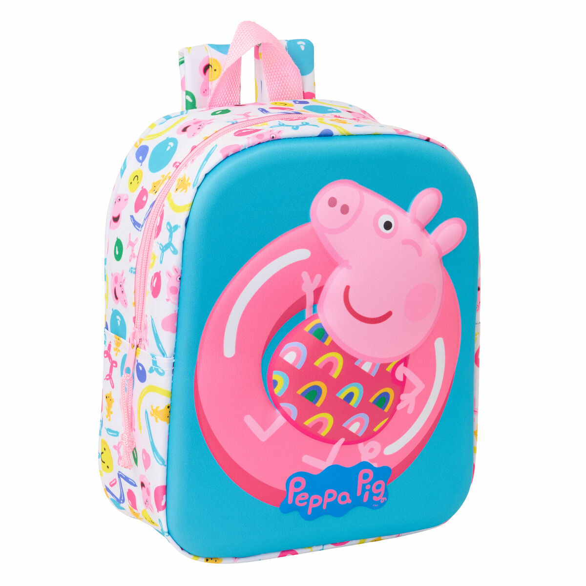 Barnryggsäck Peppa Pig Blå Vit Rosa 22 x 27 x 10 cm 3D