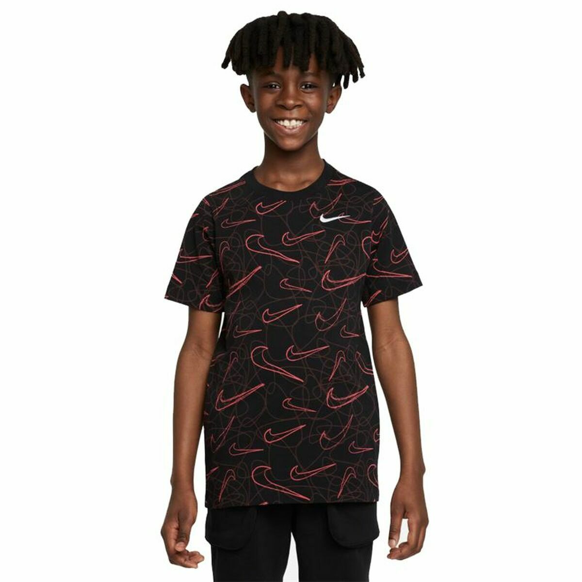 Barn T-shirt med kortärm Nike Sportswear AOP Svart