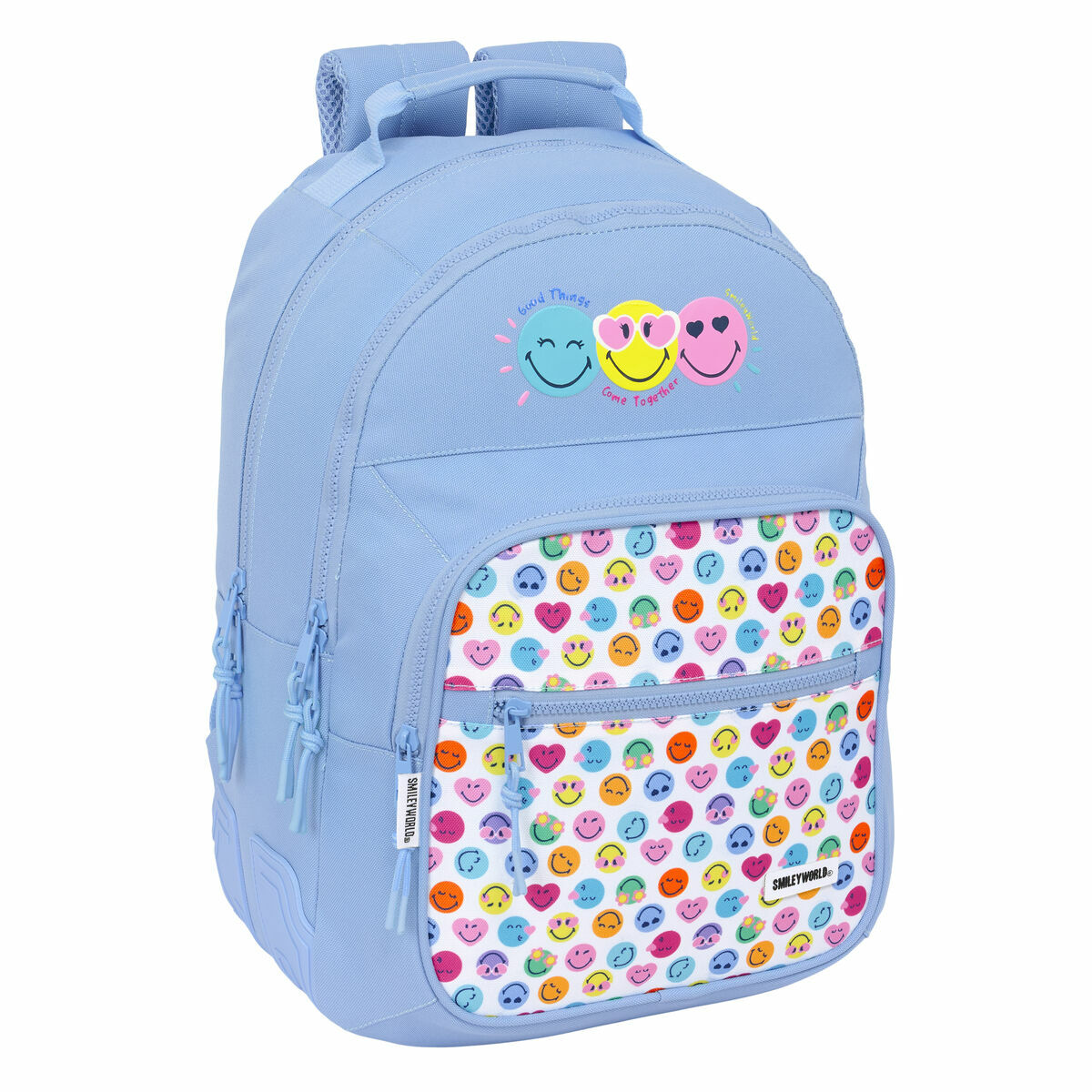 Skolryggsäck Smiley Joyful Blå Multicolour 32 x 42 x 15 cm