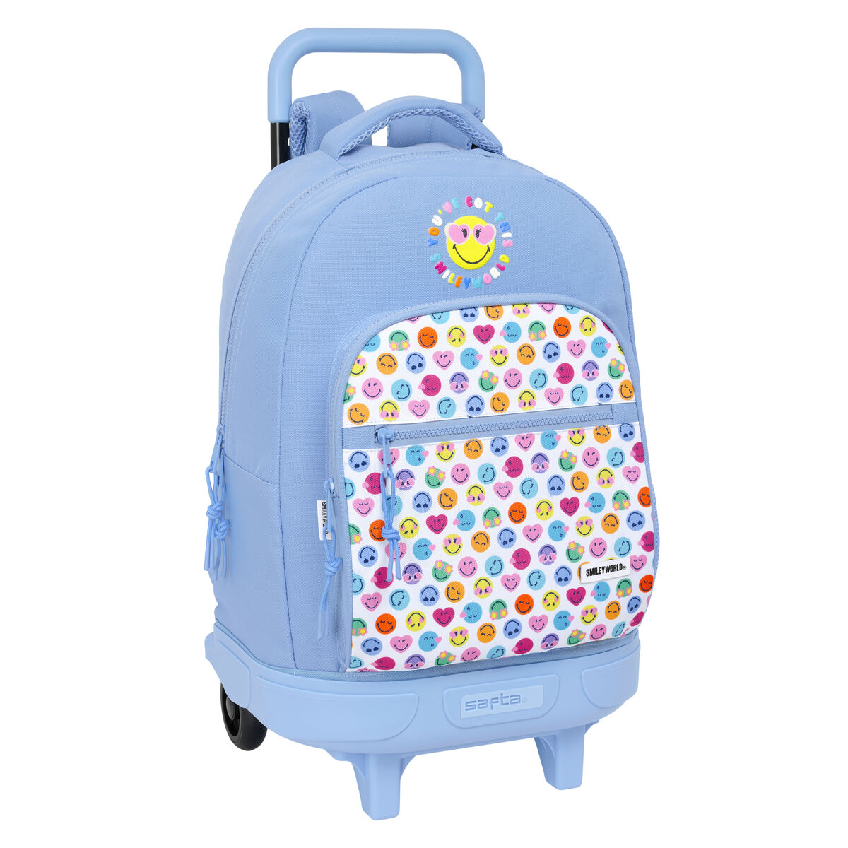 Skolryggsäck Smiley Joyful Blå Multicolour 33 x 45 x 22 cm