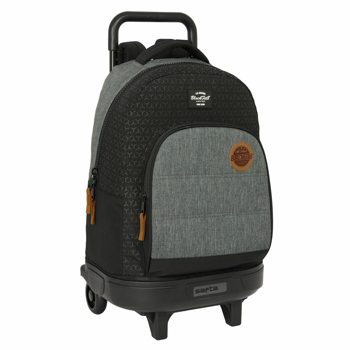 Skolväska med hjul BlackFit8 Old school Svart Grå 33 x 45 x 22 cm