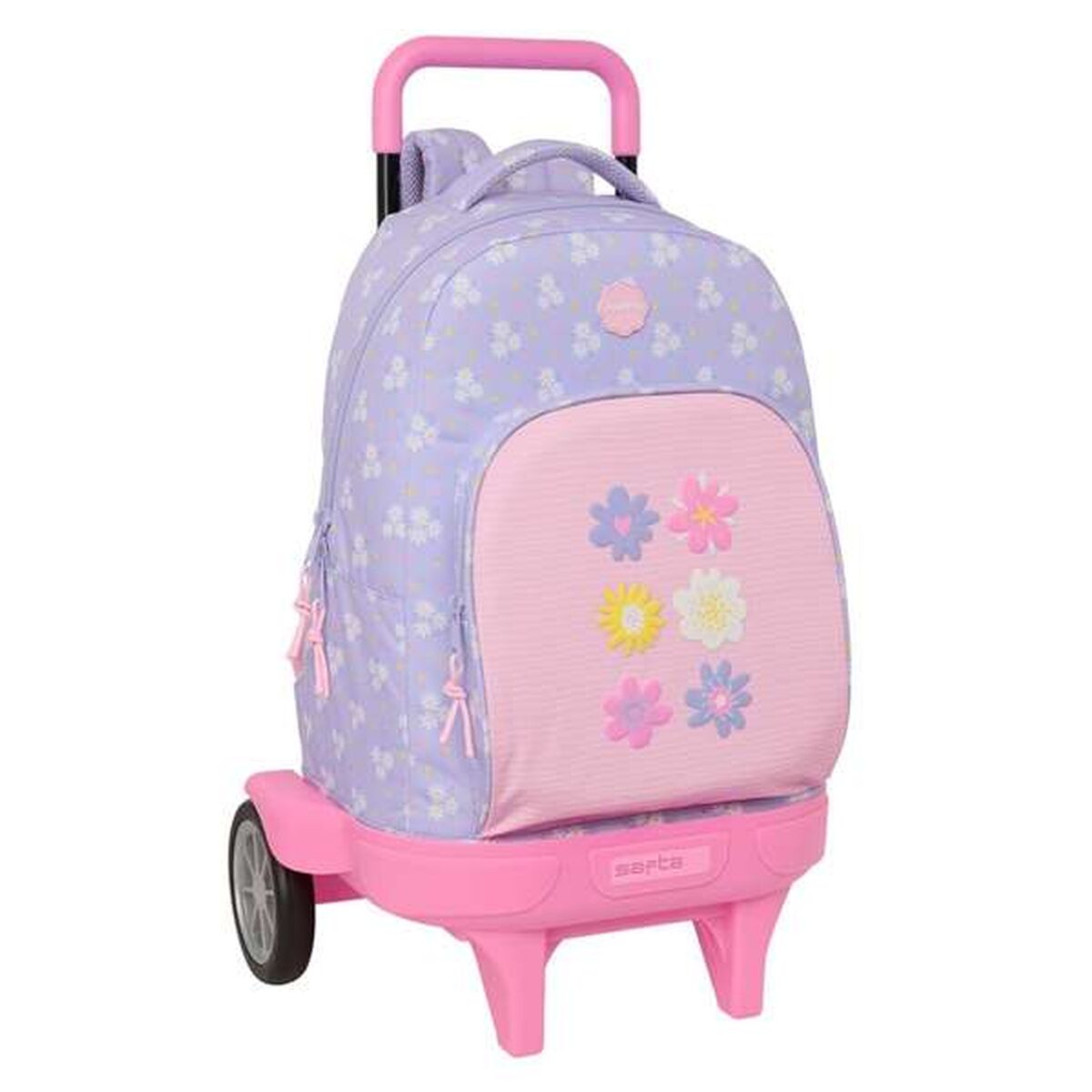 Skolväska med hjul Safta Bouquet Rosa Lila 33 x 45 x 22 cm