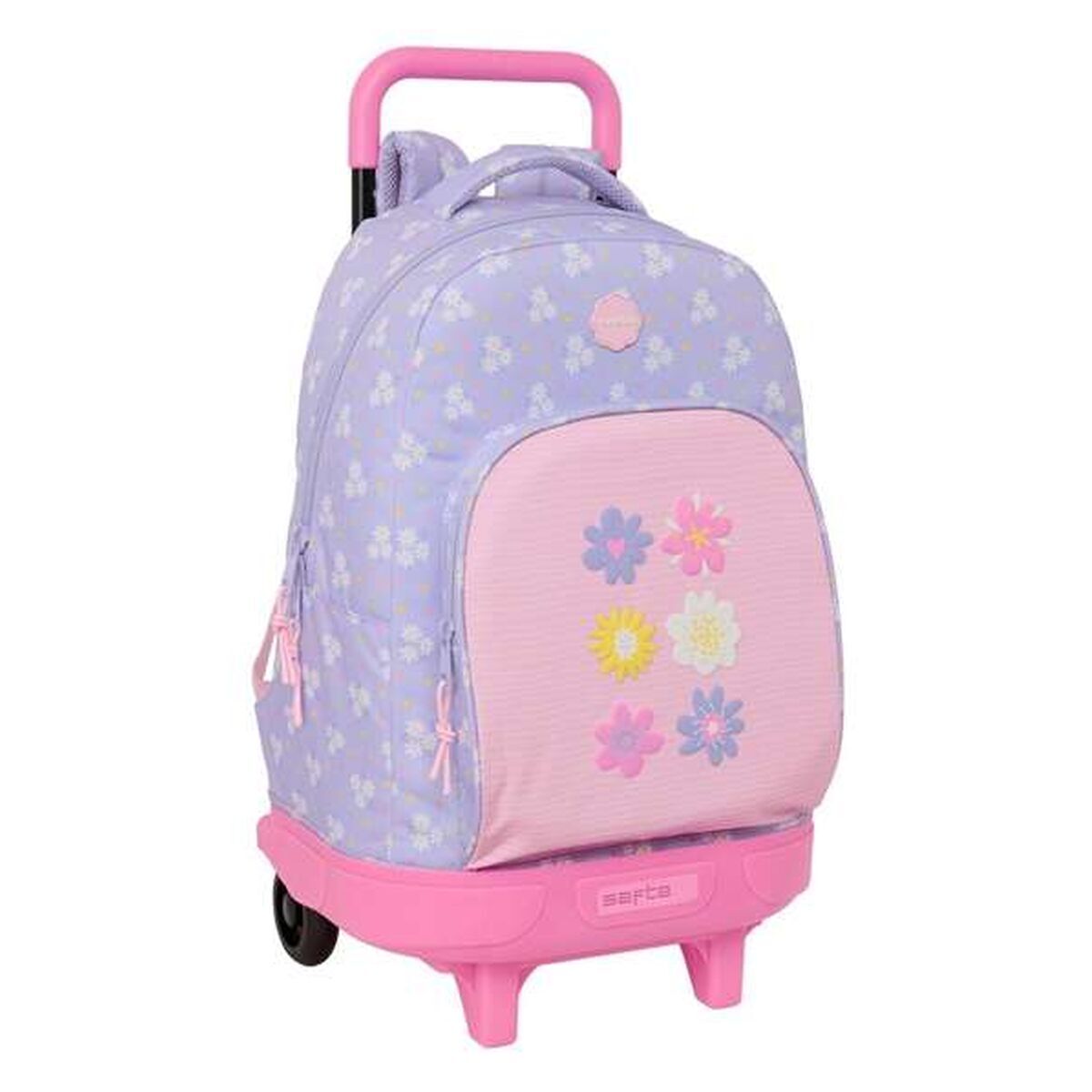 Skolväska med hjul Safta Bouquet Rosa Lila 33 x 45 x 22 cm
