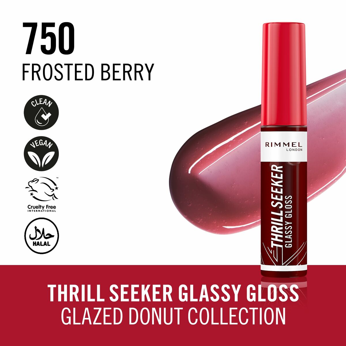 Läppglans Rimmel London THRILL SEEKER Nº 750-Frosted Berry 6 ml - 3