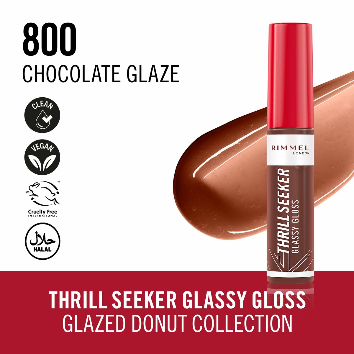 Läppglans Rimmel London THRILL SEEKER Nº 800-Chocolate Glaze 10 ml - 3
