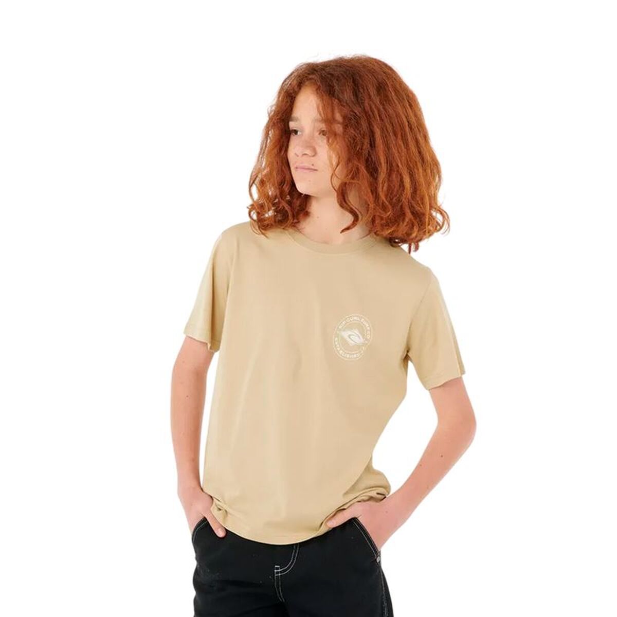 Barn T-shirt med kortärm Rip Curl Stapler Tee Beige
