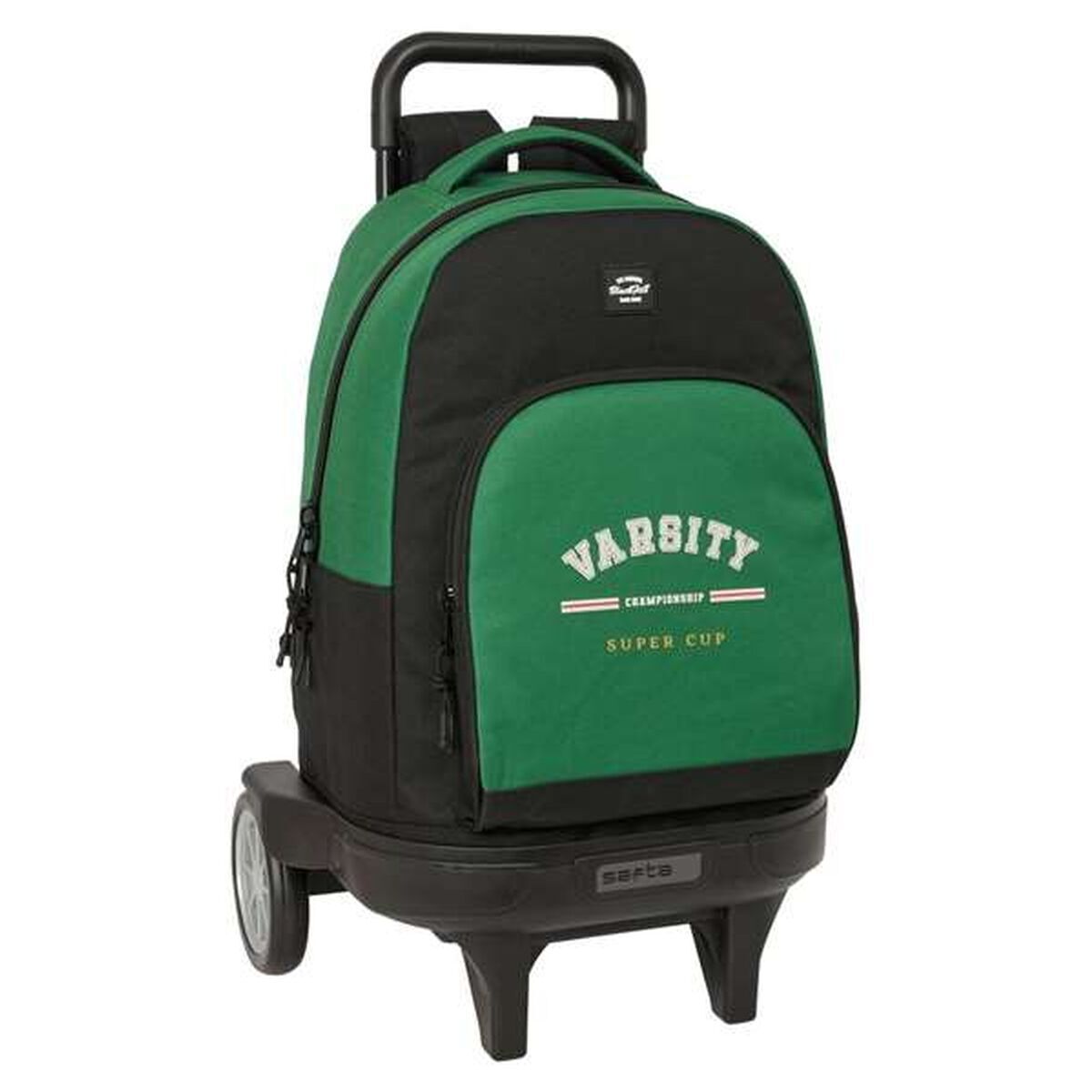 Skolväska med hjul BlackFit8 Varsity Svart Grön 33 x 45 x 22 cm