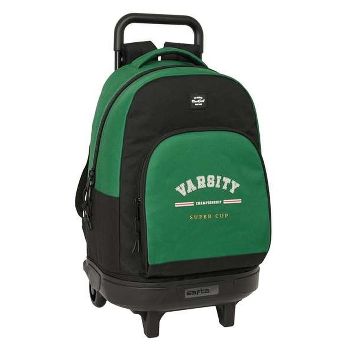 Skolväska med hjul BlackFit8 Varsity Svart Grön 33 x 45 x 22 cm