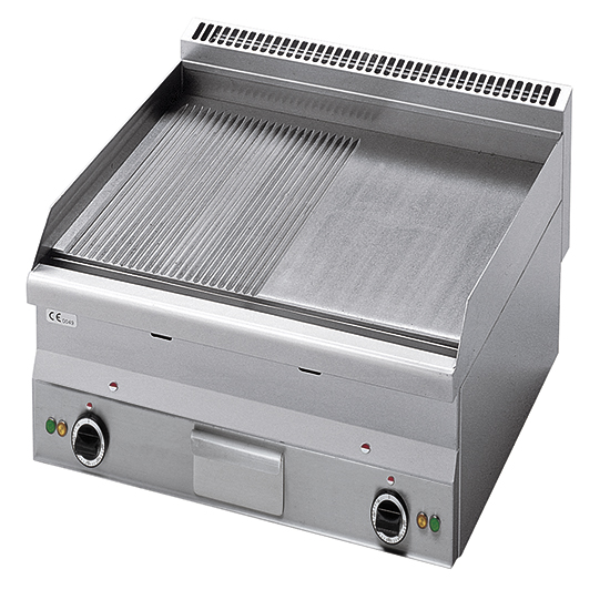 Elektrisk grillbänk, slät och räfflad plåt