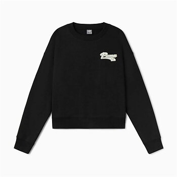 Tröja utan huva Dam Puma Puma Script Crew Fl Mujer