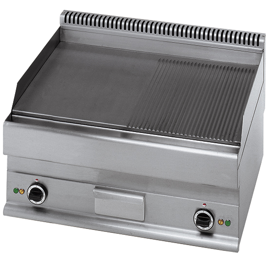 Elektrisk grillbänk, slät och räfflad plåt