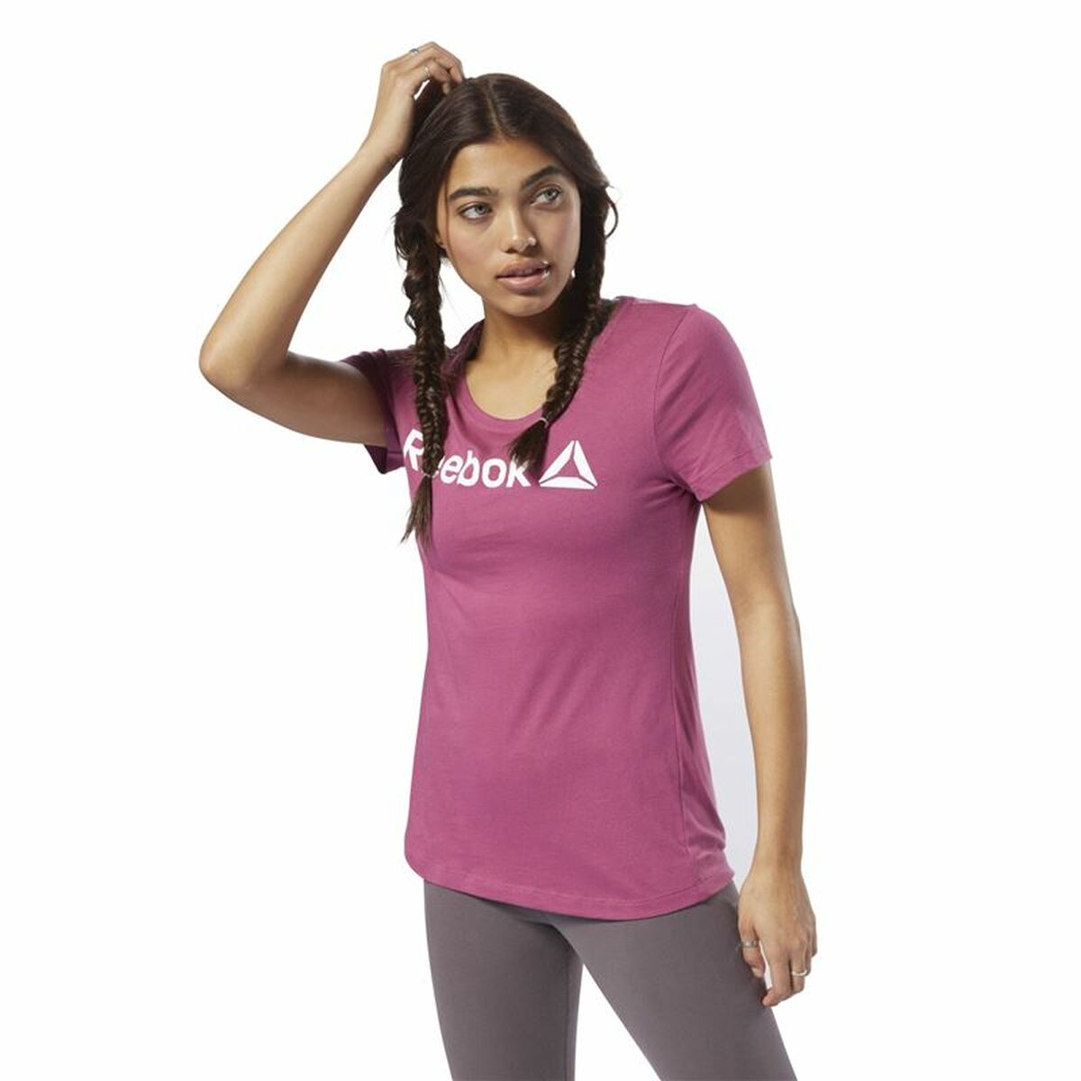 T-shirt med kortärm Dam Reebok Linear Hot Rosa - 2