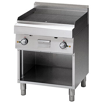 Elektrisk grillpanna på öppna skåp, slät förkromad platta