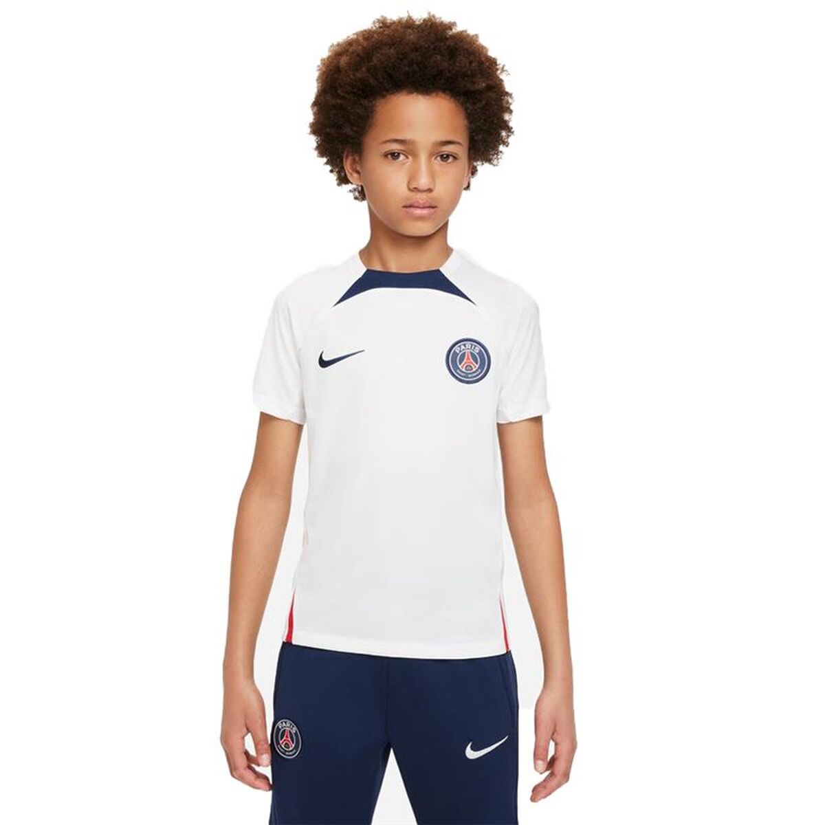 Kortärmad fotbollströja, Barn Nike París Saint-Germain Strike Vit