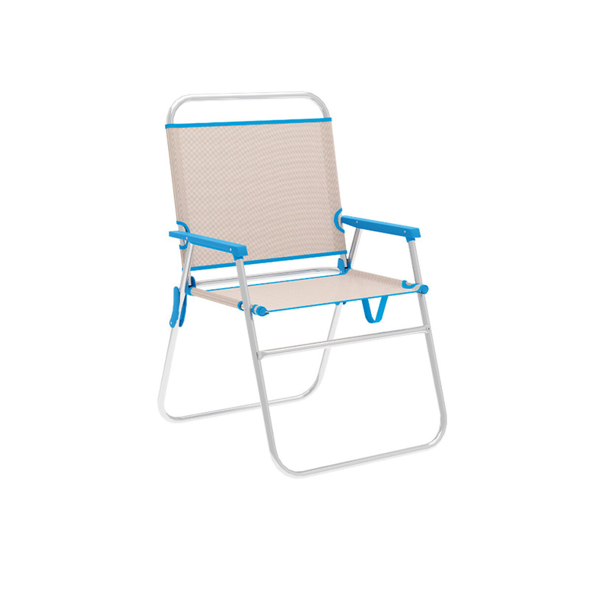 Marbueno hopfällbar stol Aluminium beige/blå strand och pool 56X52X80 cm 10173