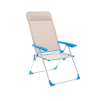 Marbueno Fällbar Stol 5 Positioner Aluminium med Kudde Beige/Blå Strand och Pool 69X58X109 cm 10175