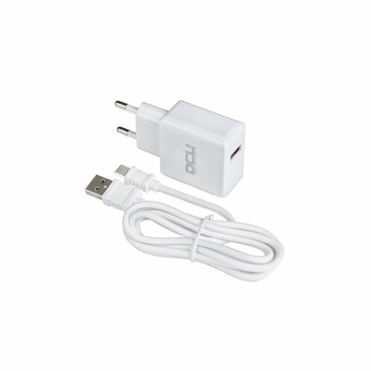 Väggladdare + USB A till USB C Kabel DCU 66826 Vit (1 m)