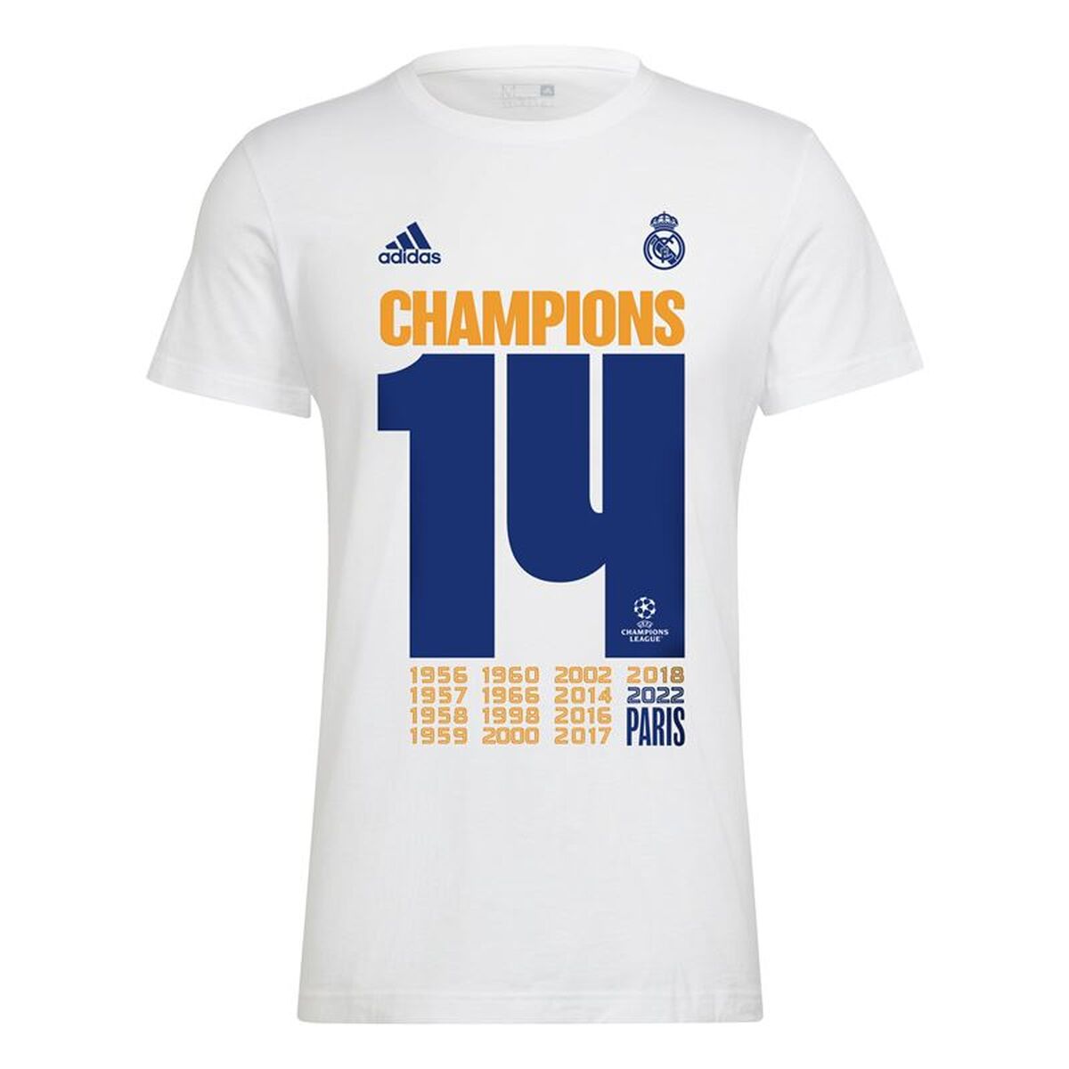 T-shirt med kortärm Herr Real Madrid C.F. Champions 2022 Vit