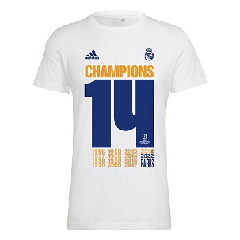 T-shirt med kortärm Herr Real Madrid C.F. Champions 2022 Vit