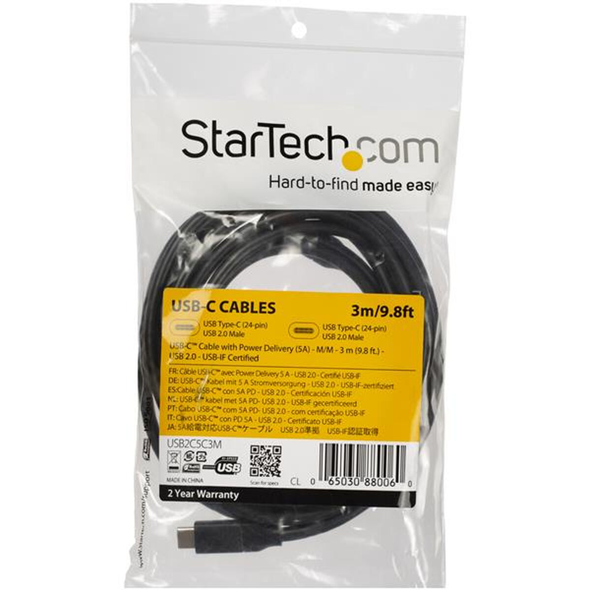 USB-C-kabel Startech USB2C5C3M Svart 3 m - 2