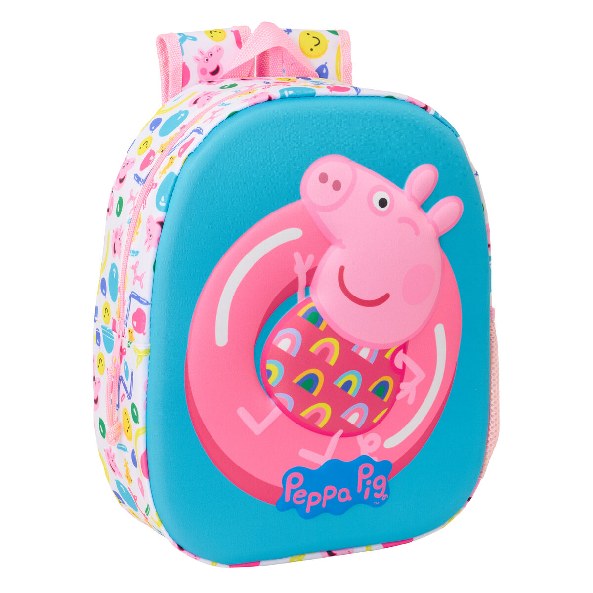 Barnryggsäck Peppa Pig Blå Vit Rosa 27 x 33 x 10 cm 3D