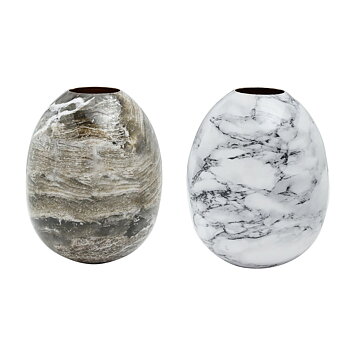 Vas DKD Home Decor Metall Brun Vit Marmor Modern (13 x 13 x 16 cm) (2 antal)