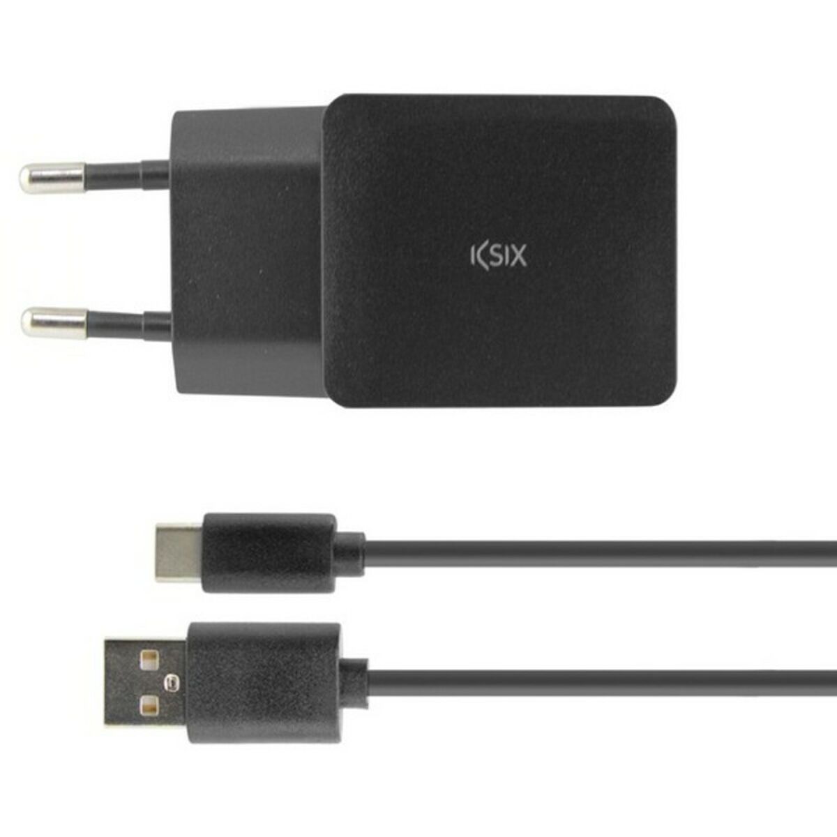 Väggladdare + USB A till USB C Kabel KSIX USB Svart - 2