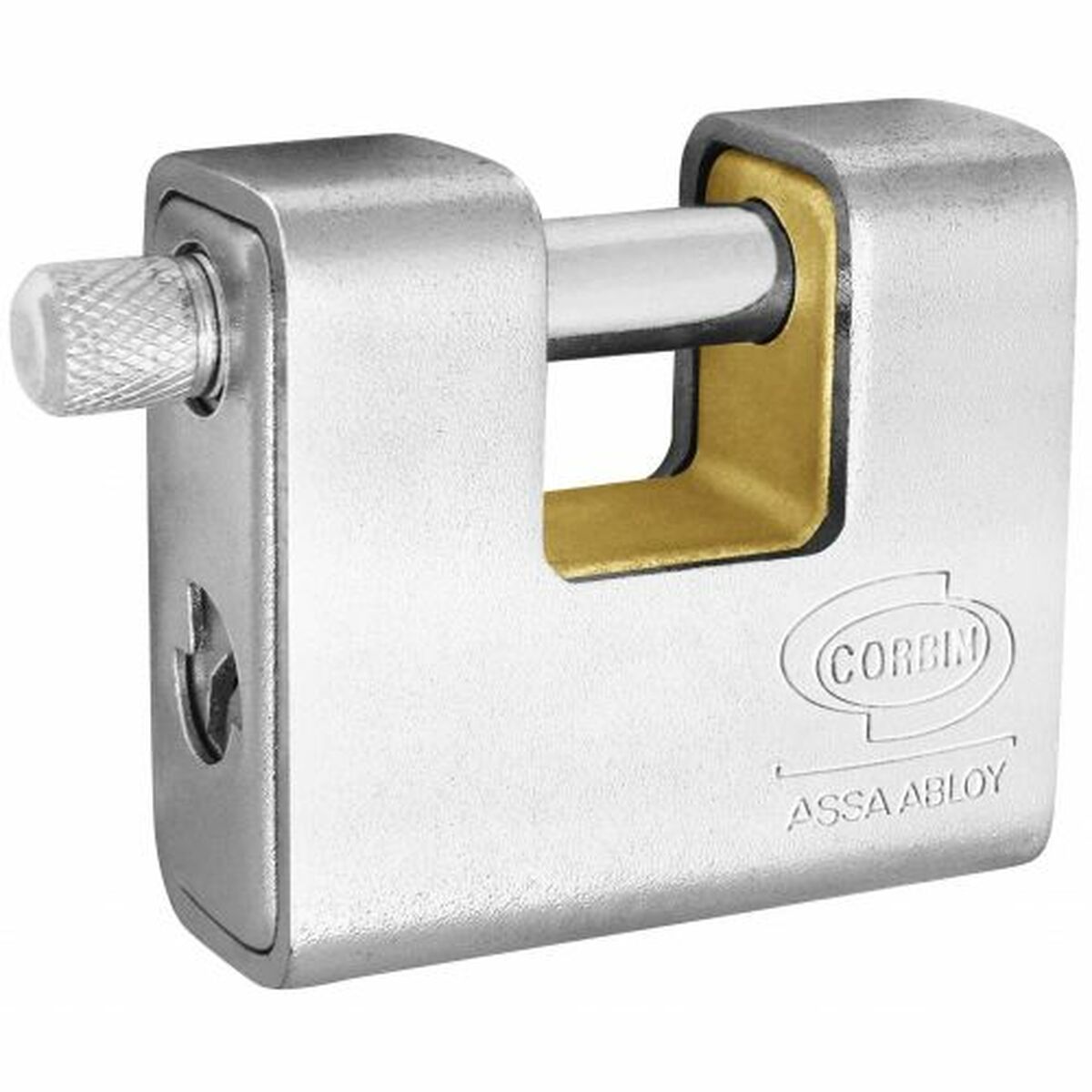 Hänglås med nyckel CORBIN Rektangulär Mässing Stål Pansarvagn