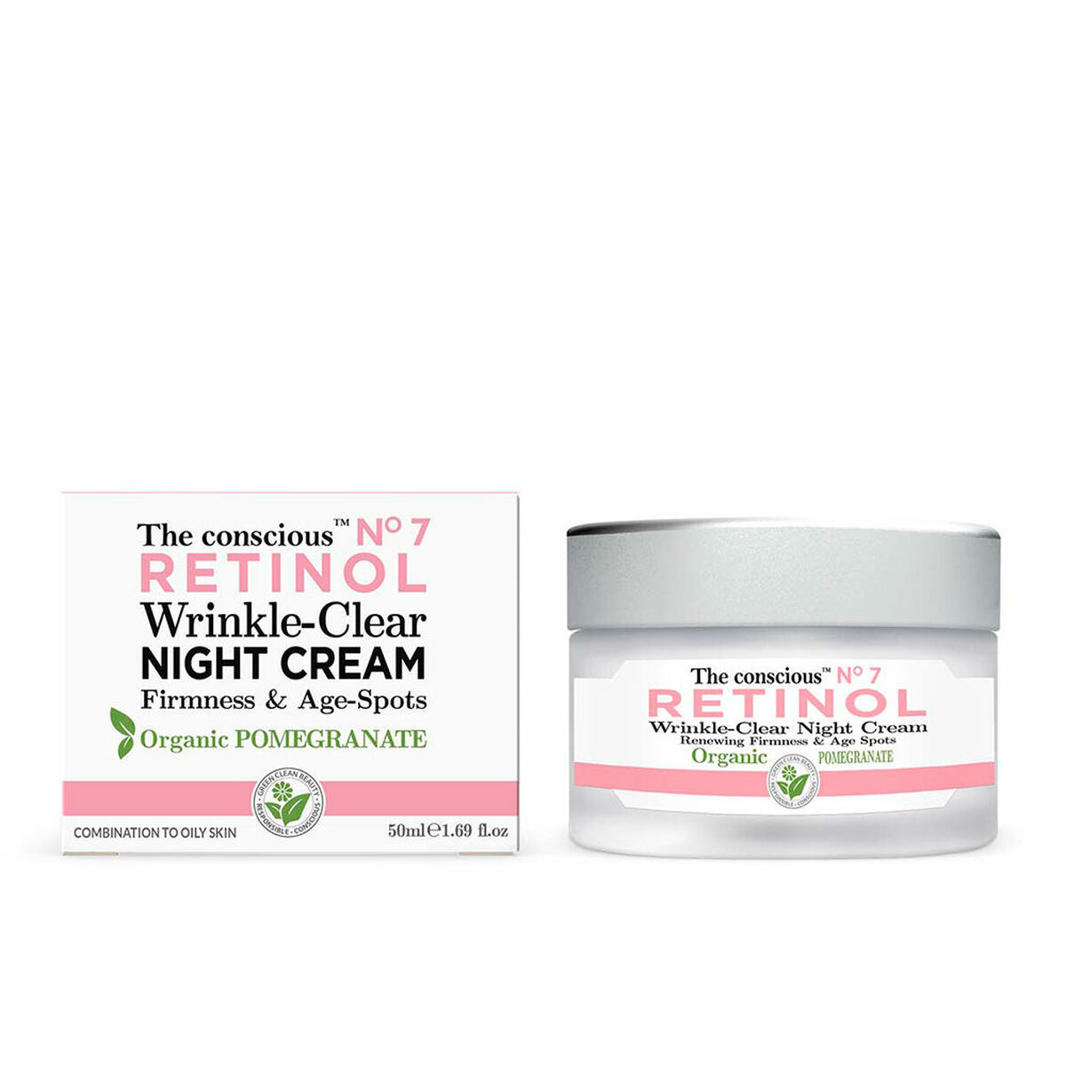 Nattkräm mot rynkor The Conscious Retinol 50 ml Granatäpple
