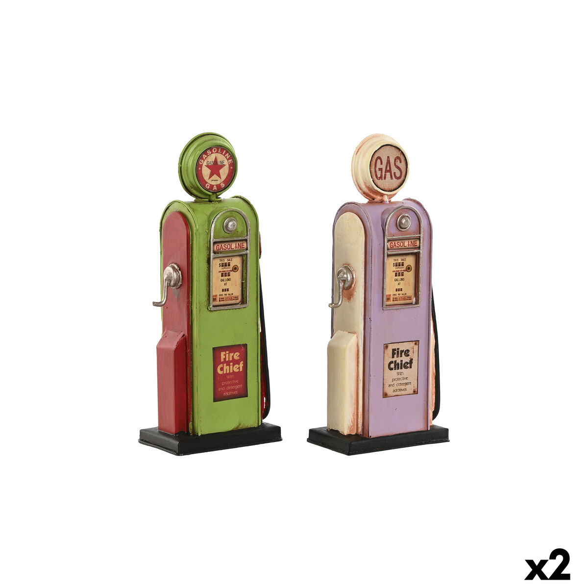 Prydnadsfigur Home ESPRIT Magenta Pistage Vintage gasolinera 7 x 4 x 17 cm (2 antal)