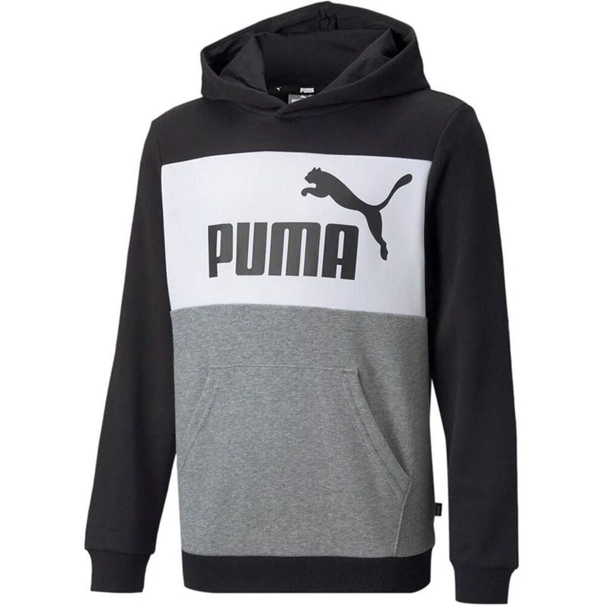 Tröja med huva Unisex Puma Essential Colorblock Boys Black Svart