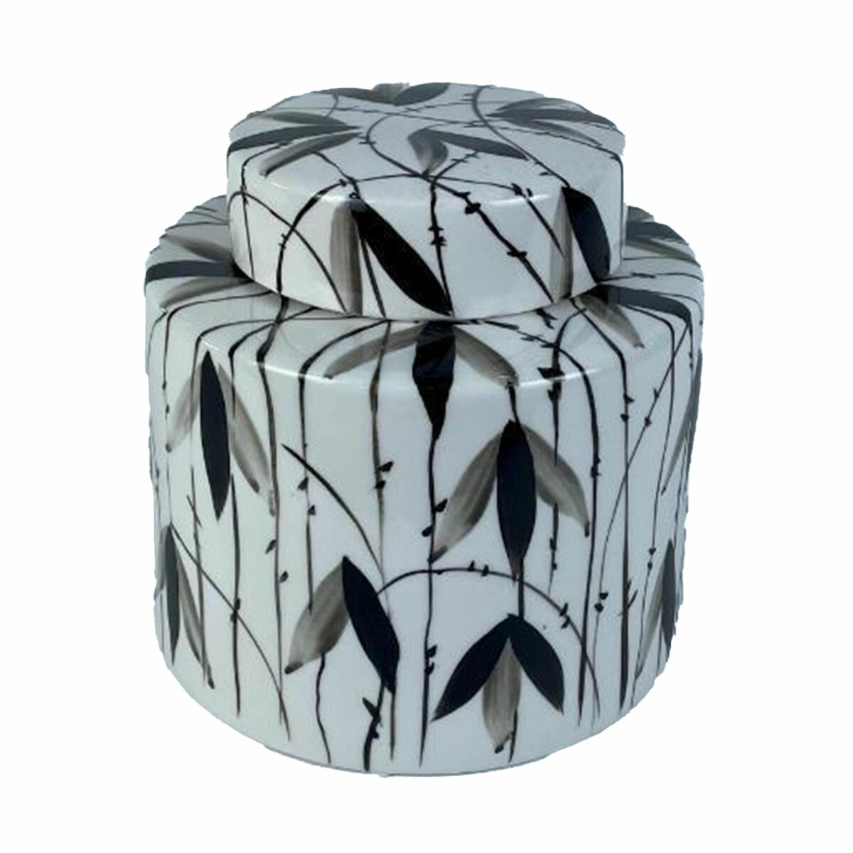 Keramikskål DKD Home Decor Porslin Svart Vit 17 x 17 x 16 cm Orientalisk Löv av en växt