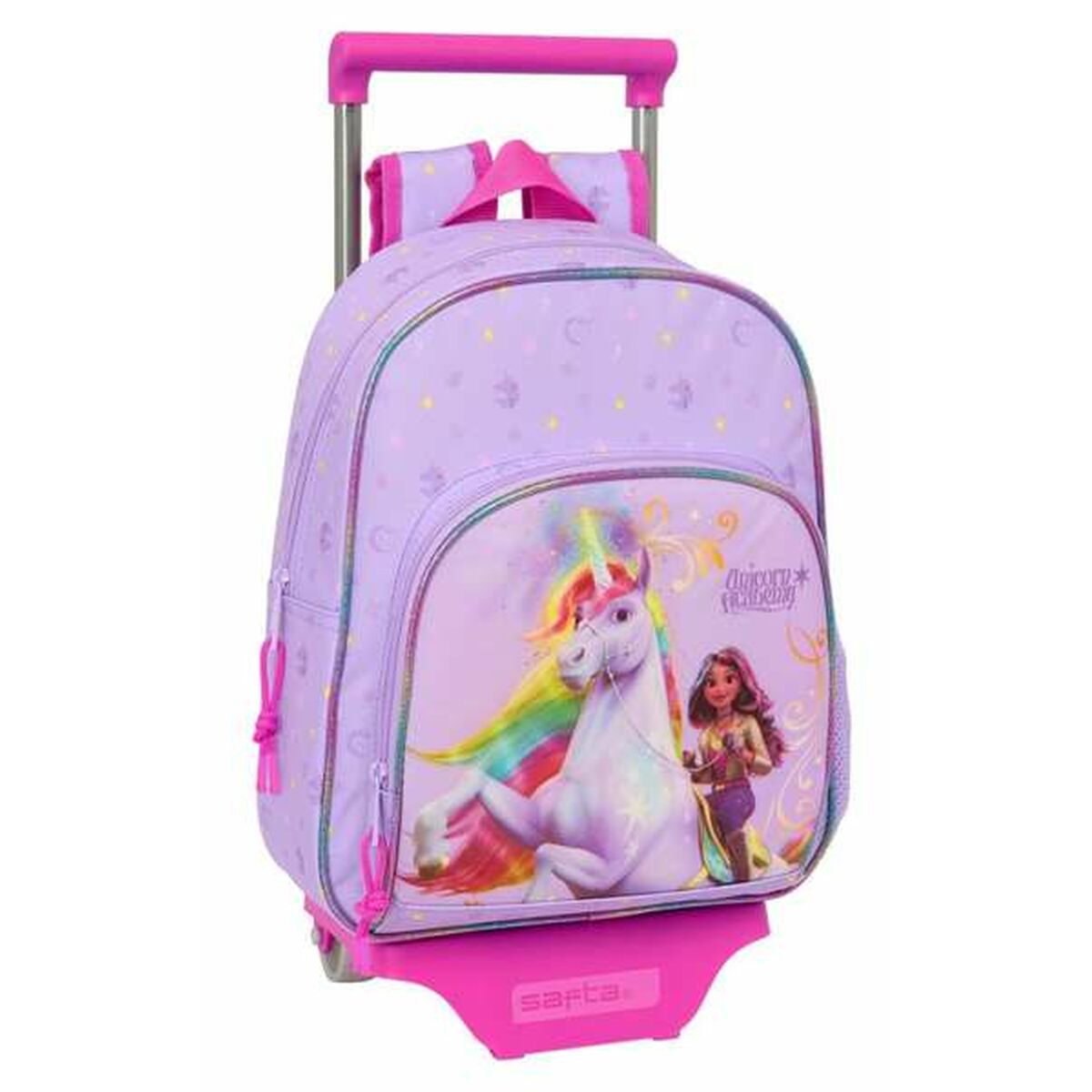 Skolväska med hjul Unicorn Academy Lila 28 x 34 x 10 cm