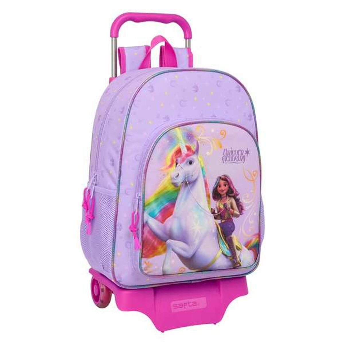 Skolväska med hjul Unicorn Academy Lila 33 x 42 x 14 cm