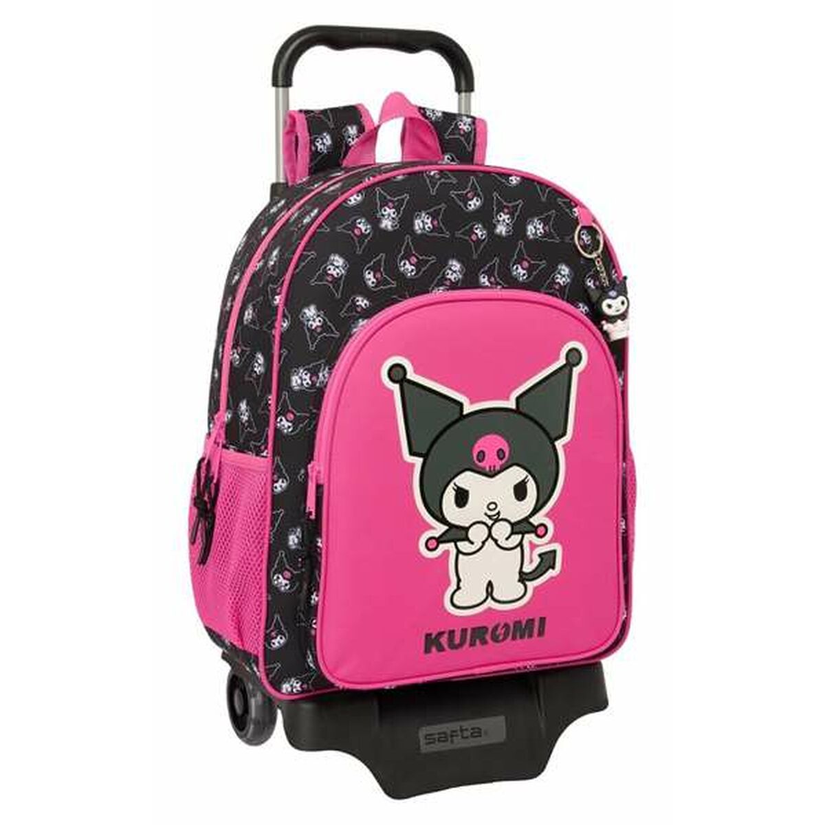 Skolväska med hjul Kuromi Svart Fuchsia 33 x 42 x 14 cm