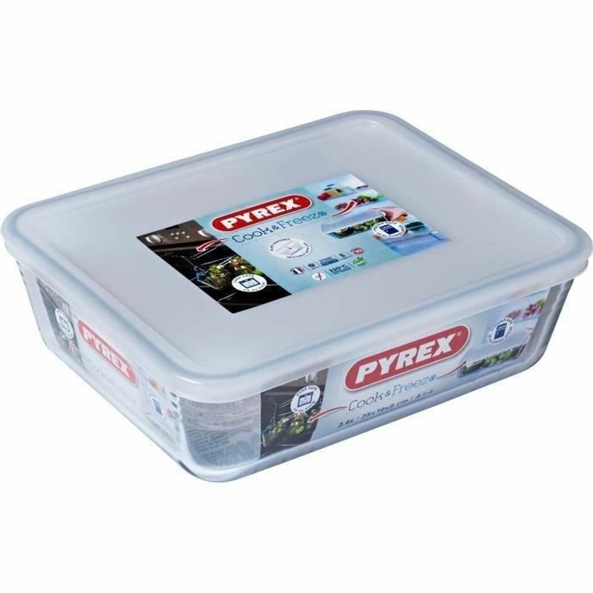 Behållare för matkonservering Pyrex Vit Svart Transparent Clear Rektangulär