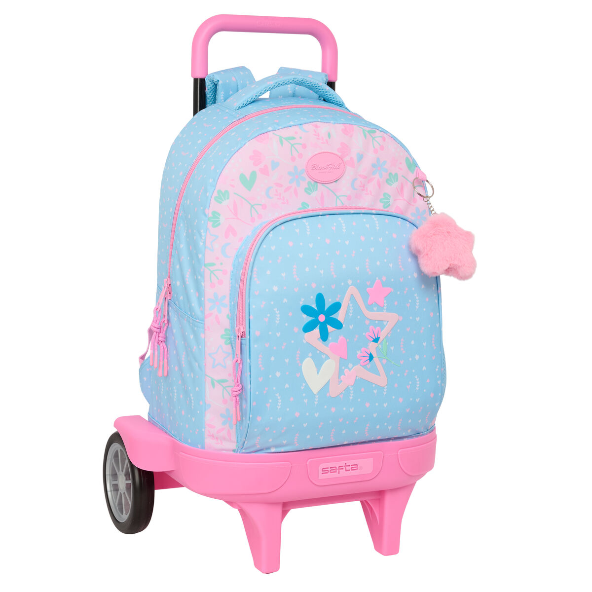 Skolväska med hjul BlackFit8 Smile Blå Rosa 33 x 45 x 22 cm