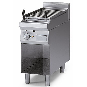 Elektrisk grill på öppna skåp