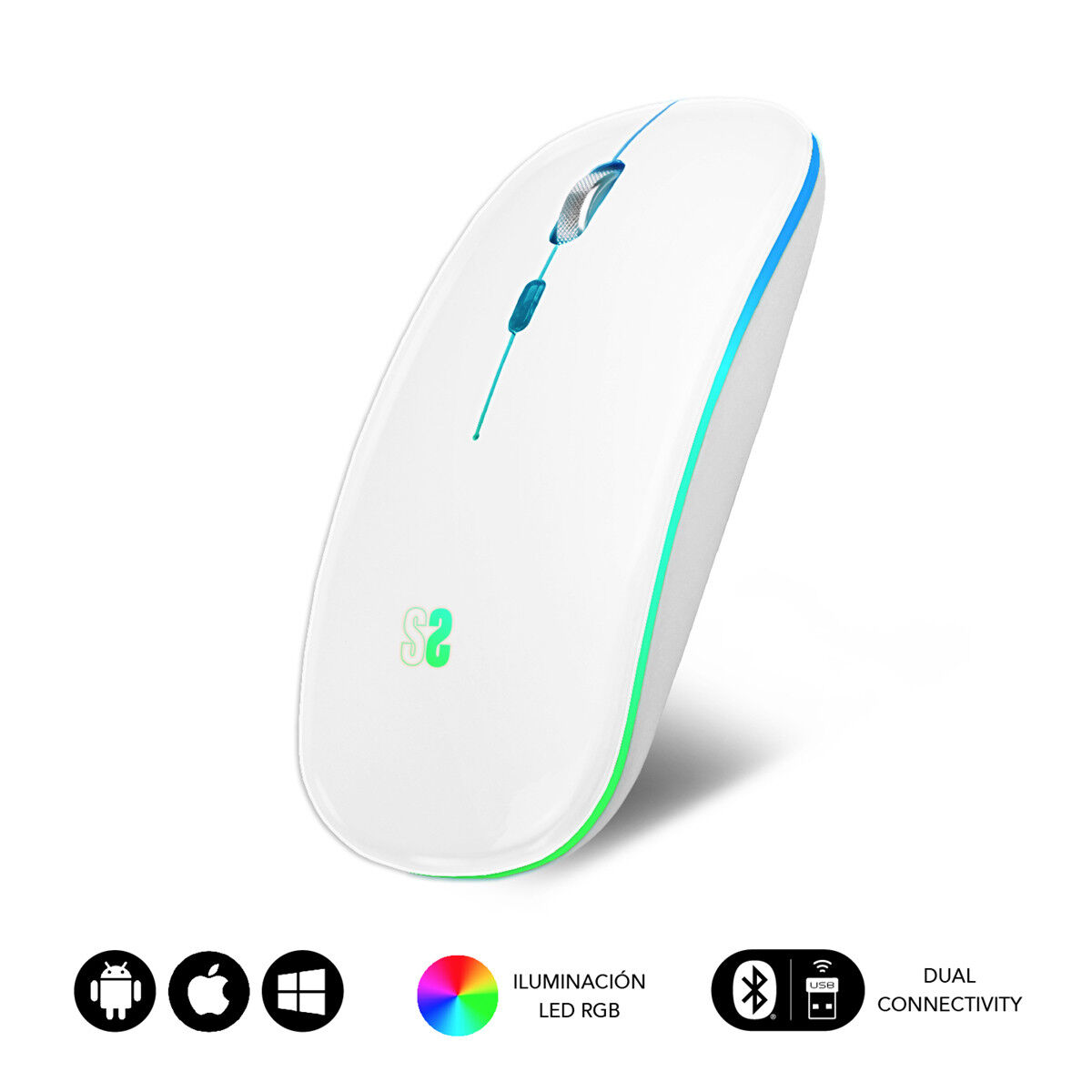 Trådlös Mus Bluetooth Subblim SUBMO-LDFLAT2 Vit 1600 dpi