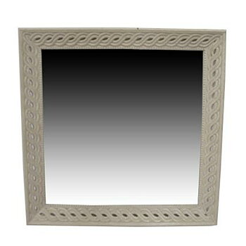Väggspegel Home ESPRIT Vit Naturell Mangoträ Romantisk 92 x 6 x 92 cm
