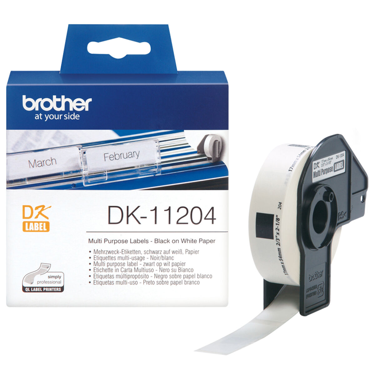 Etiketter till Multiskrivare Brother DK11204 Vit Papper