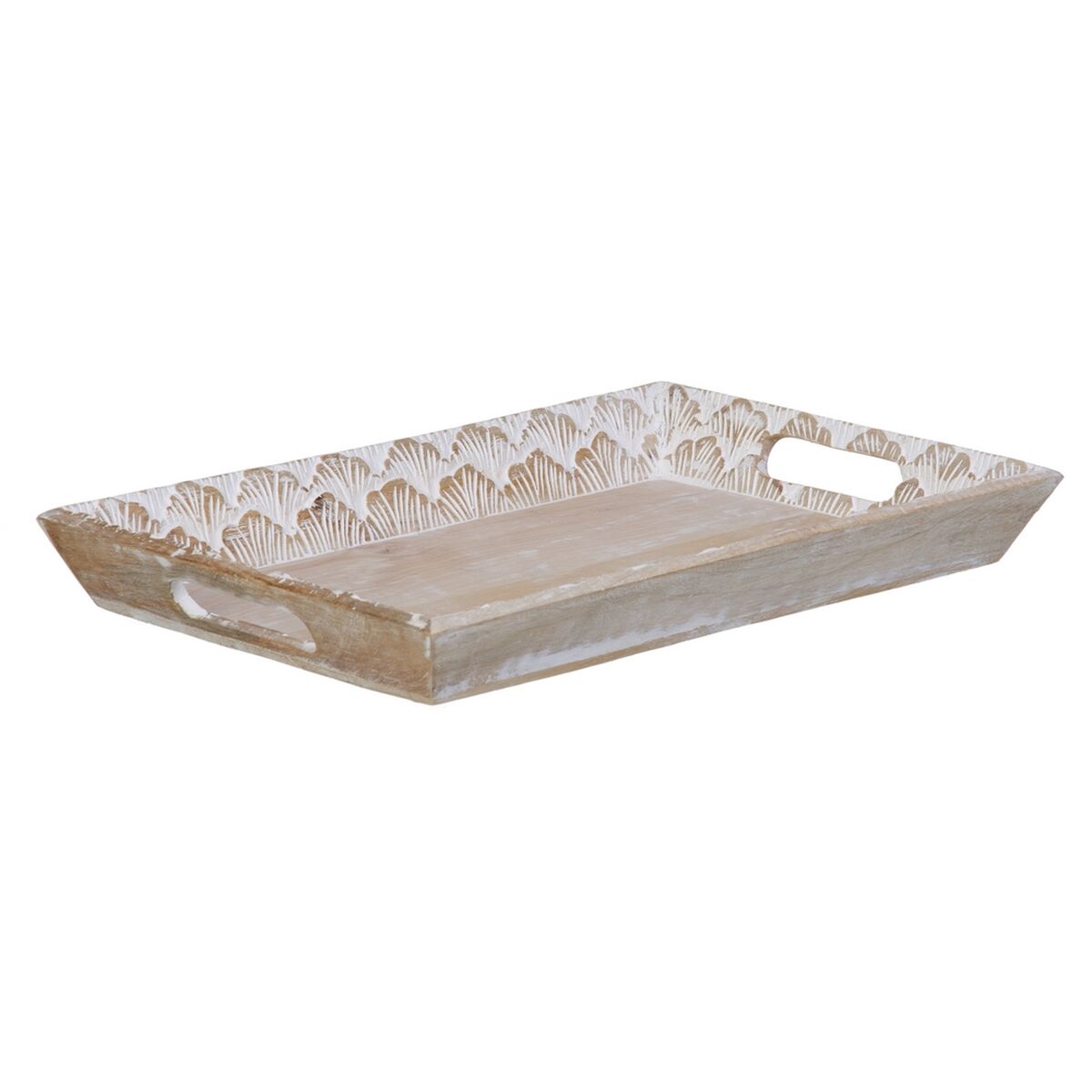 Snacksbricka 45,5 x 30,5 x 5,5 cm Vit Mangoträ (2 antal) - 3