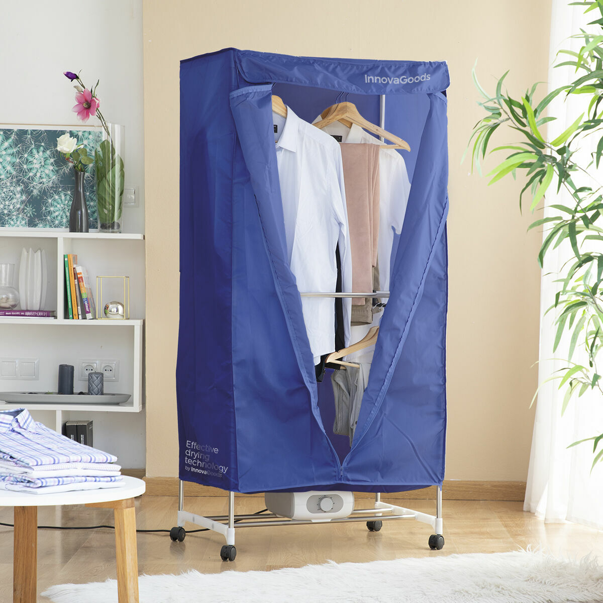 Bärbar elektrisk lufttork för kläder med 2 nivåer Dupledry Blue InnovaGoods 1200 W