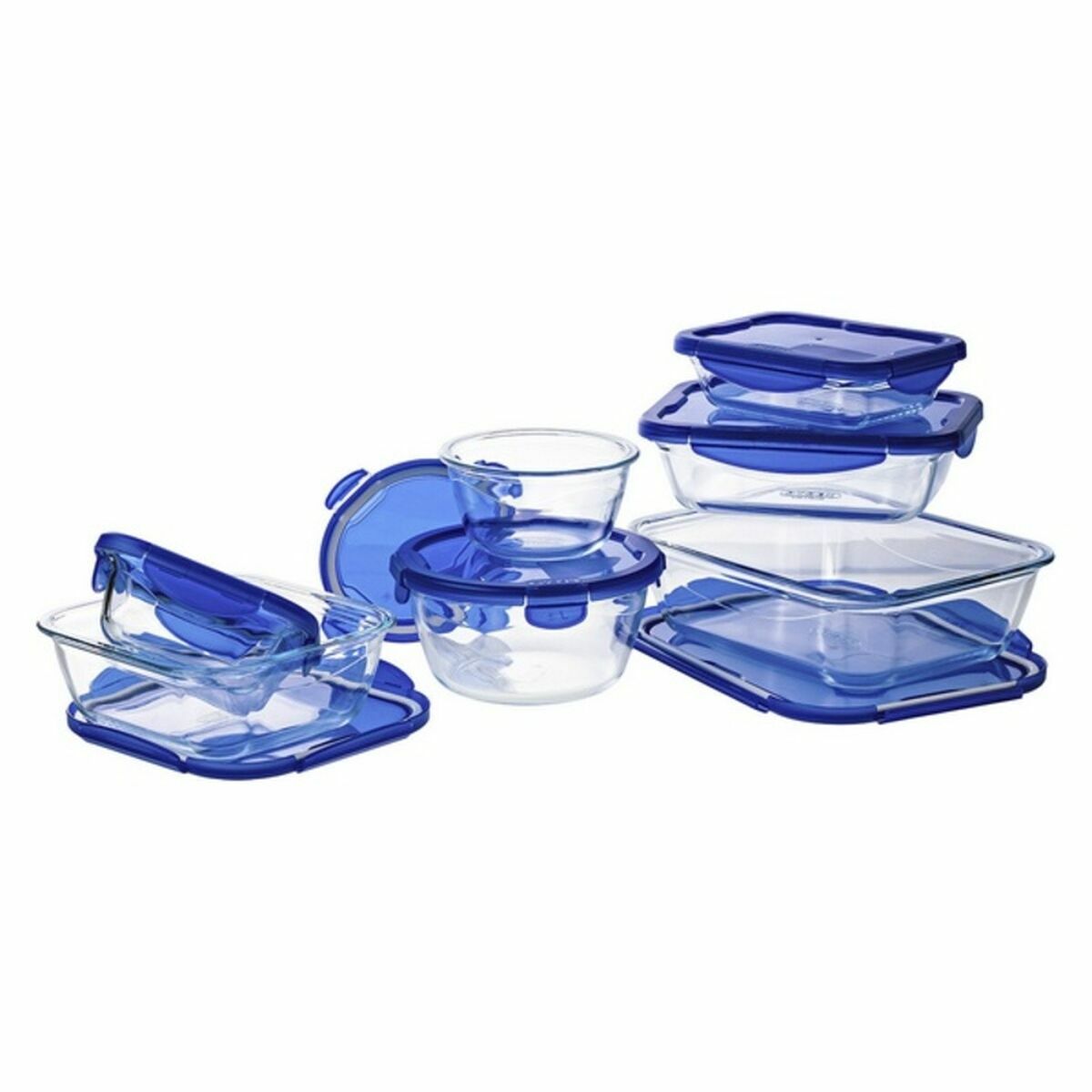 Lunchlådor, set Pyrex Cook & Go Blå Transparent