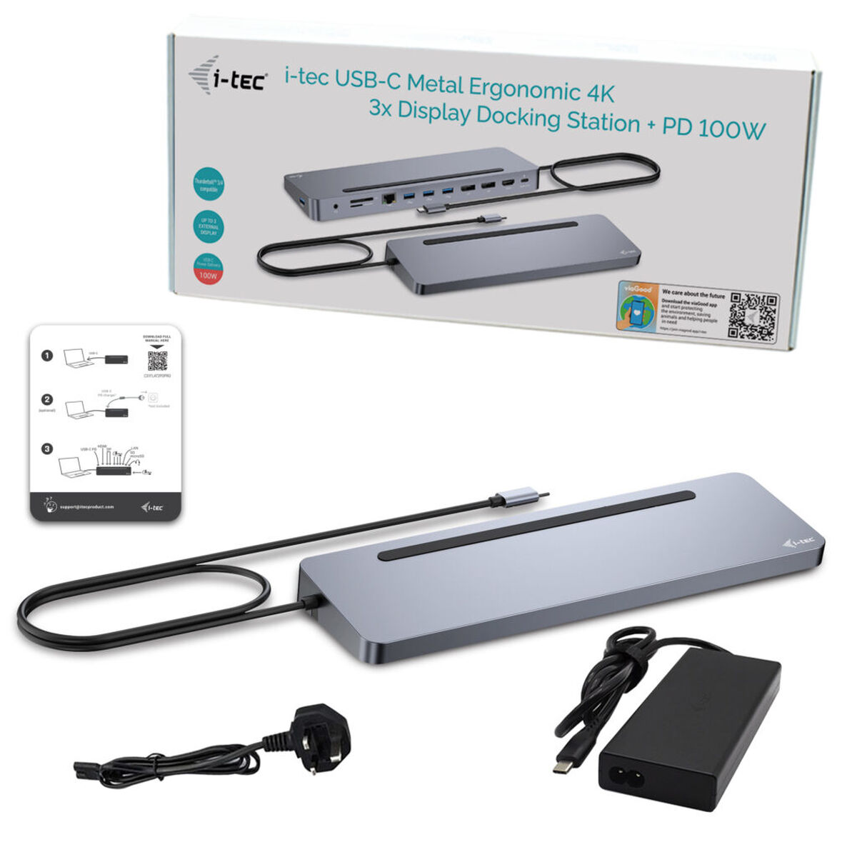 USB-HUB-C i-Tec C31FLAT2PDPRO Silvrig - 2