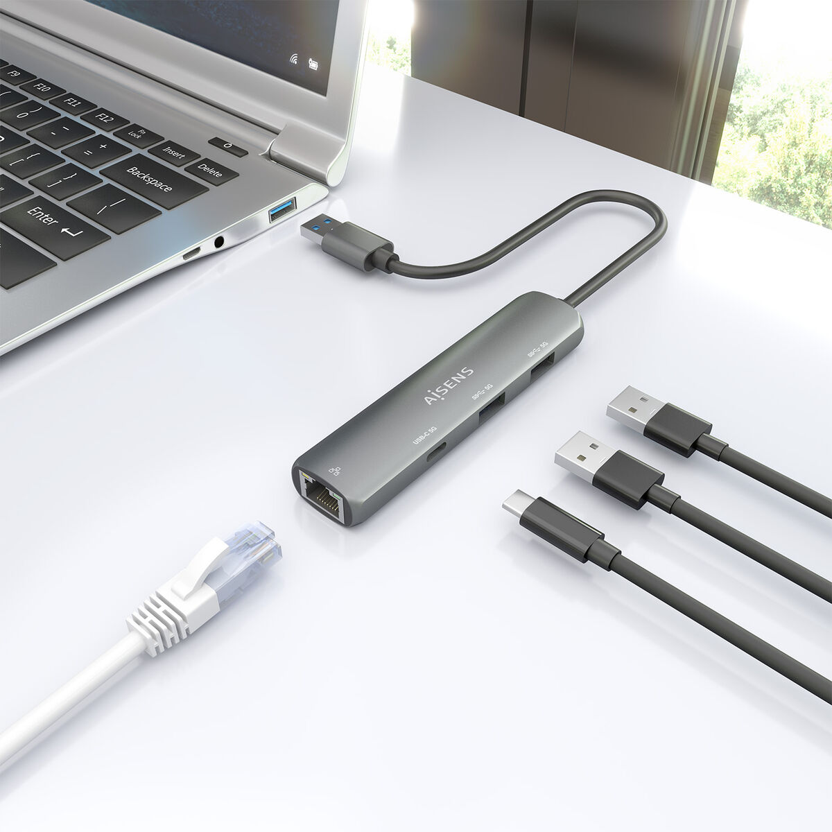 USB-HUB Aisens ASUC-4P035-GR Grå