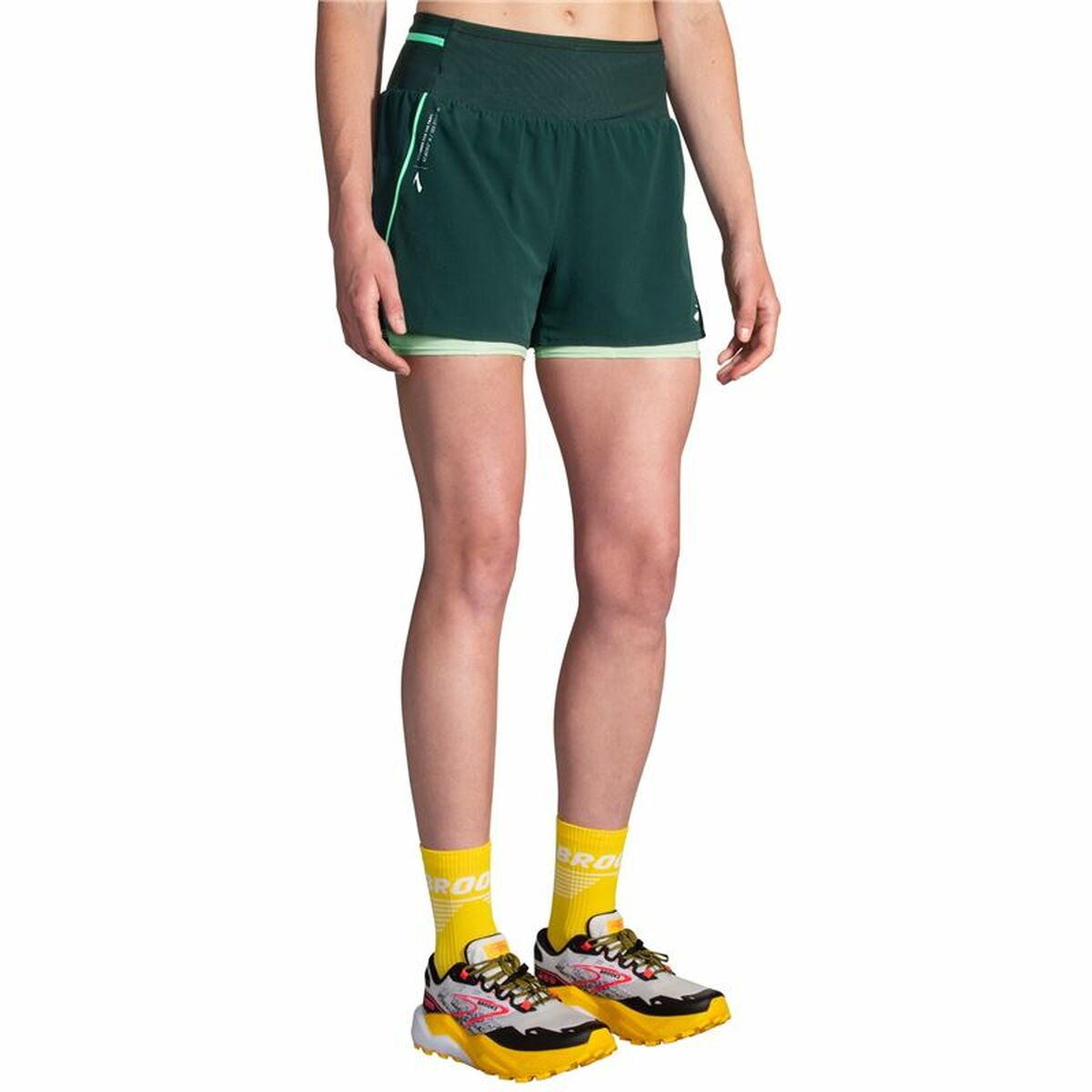 Sportshorts för kvinnor Brooks High Point 3" 2-in-1 2.0 Grön - 2