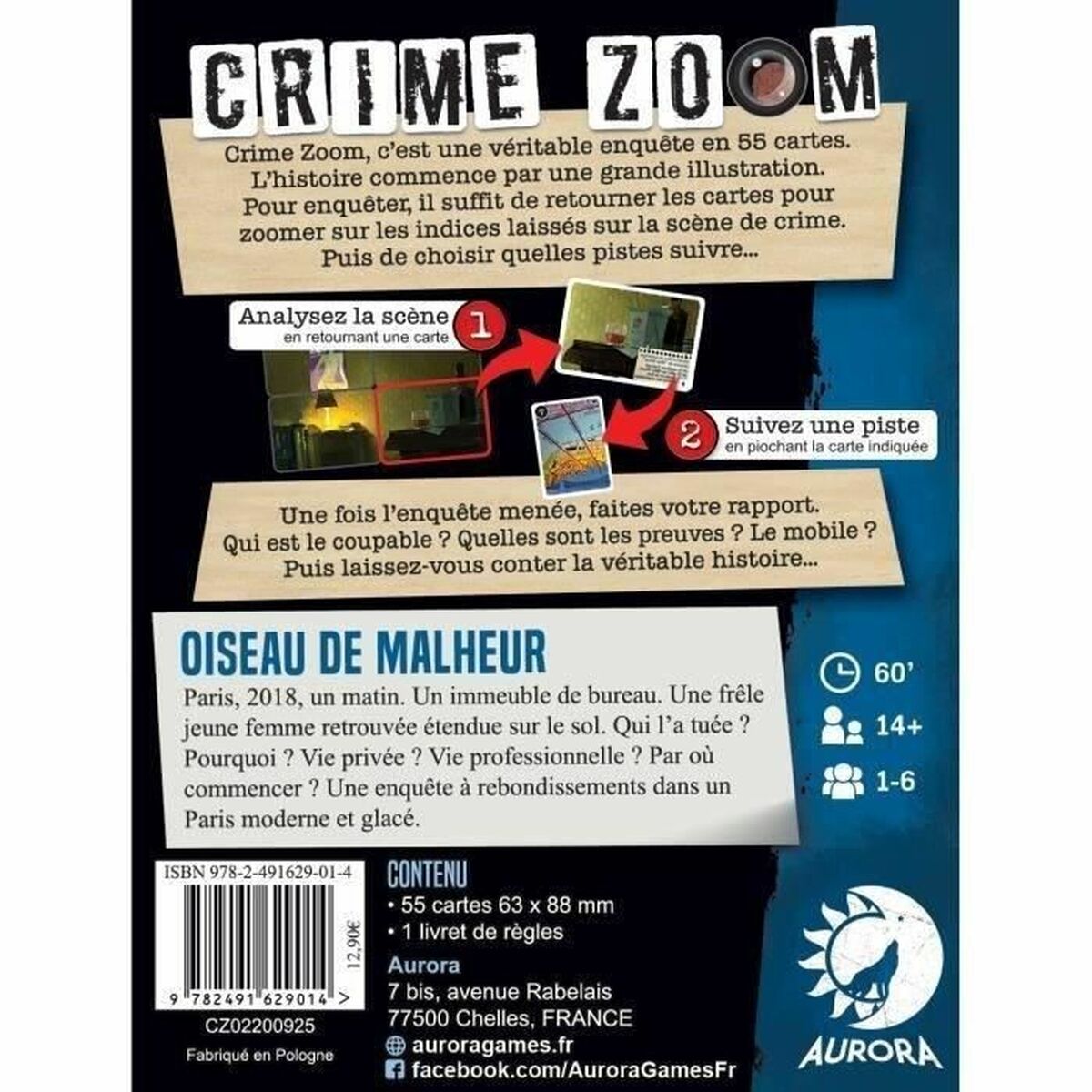 Sällskapsspel Asmodee Crime Zoom : Oiseau de Malheur 13 x 3 x 10 cm - 3
