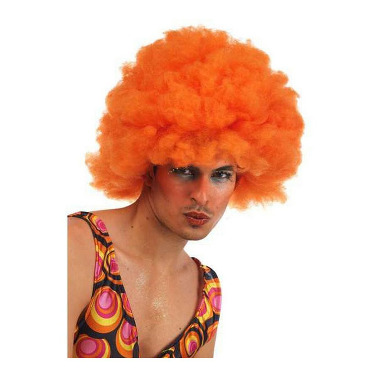Peruk med lockigt hår Multicolour Orange - 2