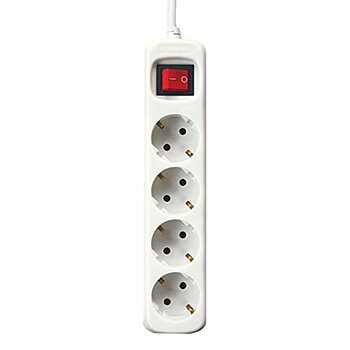 Ellist 4 Tomas-uttag med brytare Silver Electronics Vit